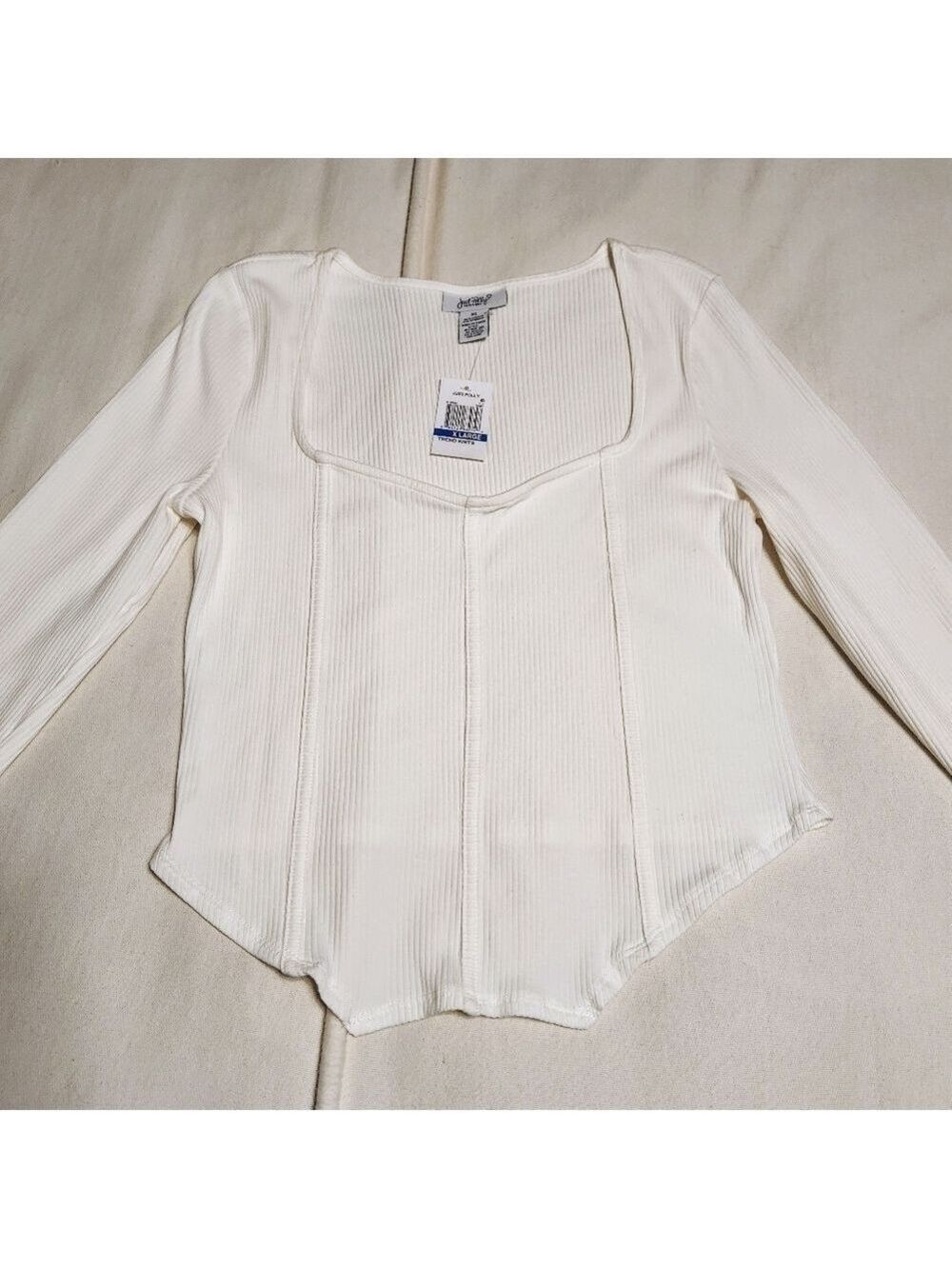 Just Polly Ivory Ribbed Knit Corset Top Extra Large - Picture 6 of 8